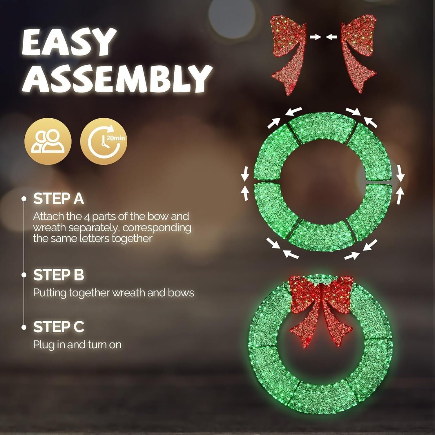 🎄 ​​Sparkle-now Pre-sale!​​ 🎀✨Pre-lit Large Christmas Wreath, Outdoor Christmas Wreath